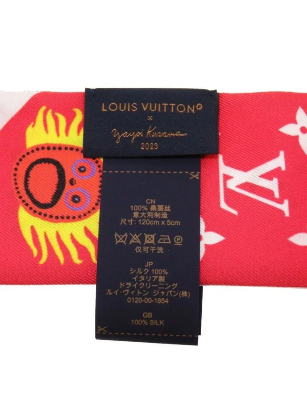 Louis Vuitton Yayoi Kusama YK Bandeau BB Face Silk White Red Scarf